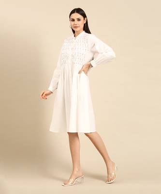 White cotton smocked dress 2