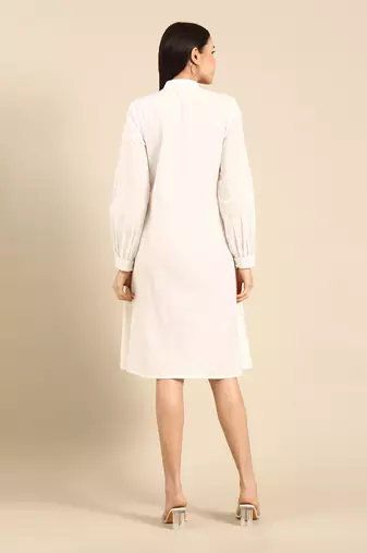 White cotton smocked dress