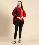 Orange & burgandy cotton shirt