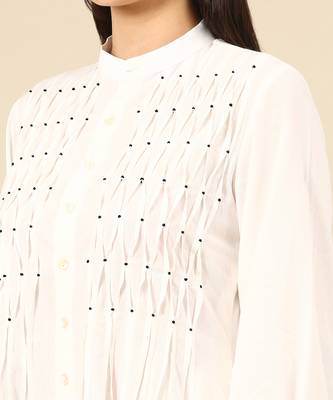 White cotton smocked dress 5