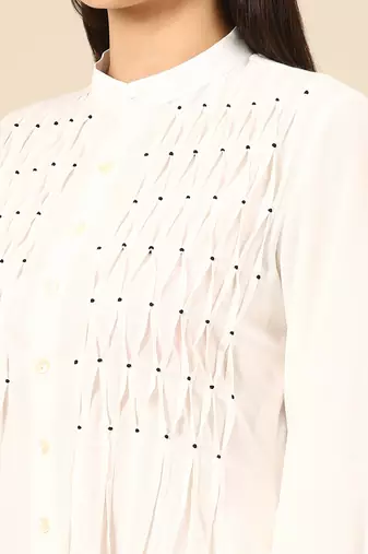 White cotton smocked dress