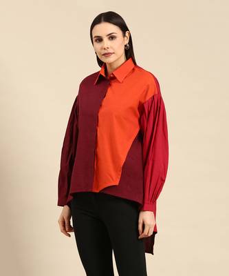 Orange & burgandy cotton shirt 2