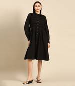 Black cotton smocked dress