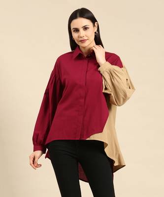 Burgandy & mustard cotton shirt 2
