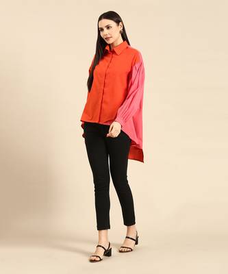 Orange & pink cotton shirt 1