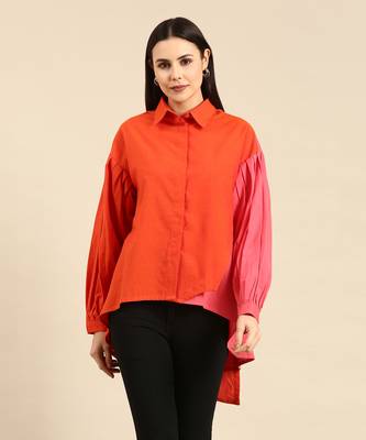 Orange & pink cotton shirt 2