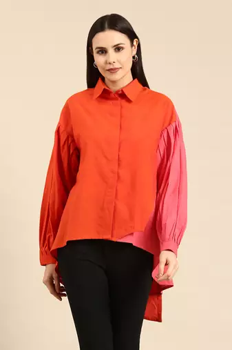 Orange & pink cotton shirt