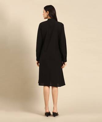 Black cotton smocked dress 4