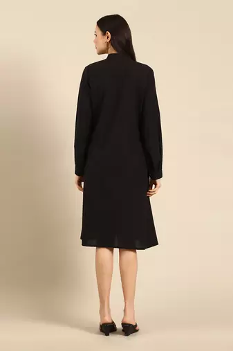 Black cotton smocked dress