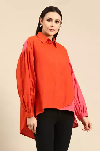 Orange & pink cotton shirt