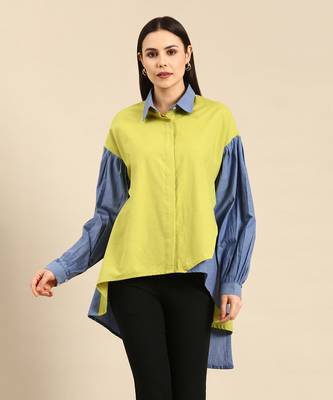 Green & blue cotton shirt 2
