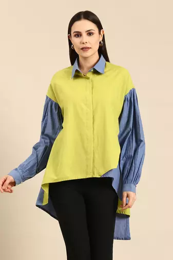 Green & blue cotton shirt