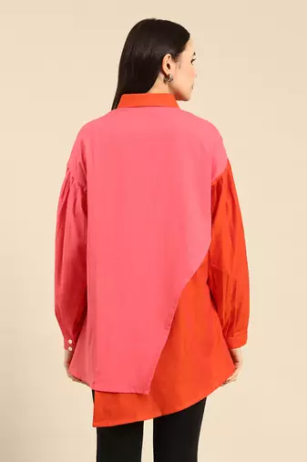 Orange & pink cotton shirt