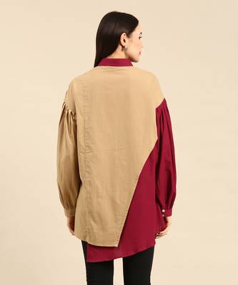 Burgandy & mustard cotton shirt 4