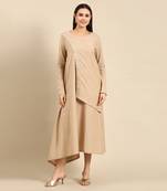 Beige cotton assymetric dress