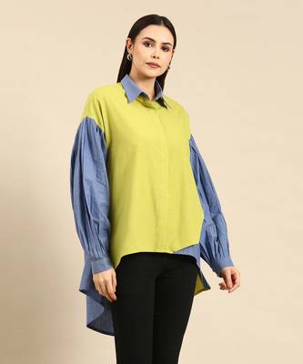 Green & blue cotton shirt 3