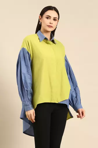 Green & blue cotton shirt
