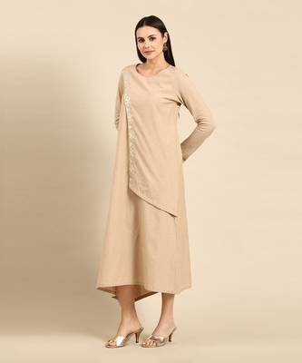 Beige cotton assymetric dress 2