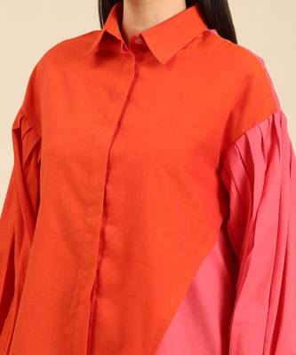 Orange & pink cotton shirt 5