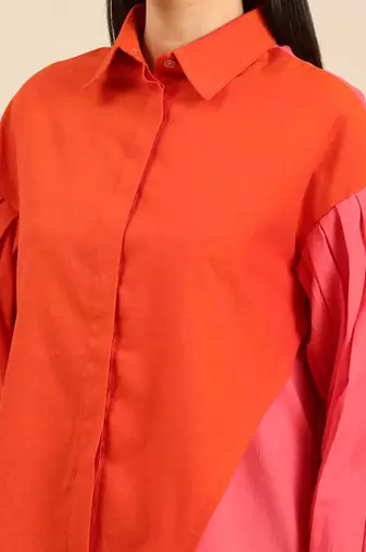 Orange & pink cotton shirt