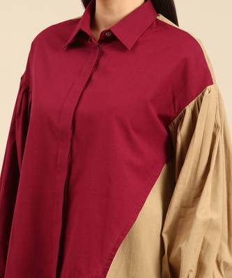 Burgandy & mustard cotton shirt 5