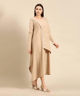 Beige cotton assymetric dress 3