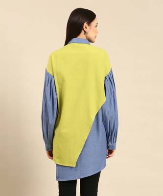 Green & blue cotton shirt 4