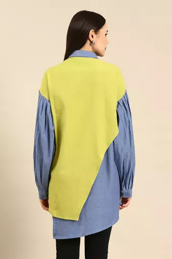 Green & blue cotton shirt