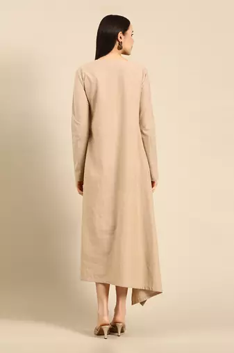 Beige cotton assymetric dress