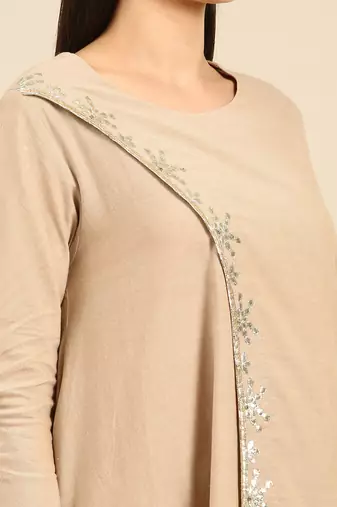 Beige cotton assymetric dress