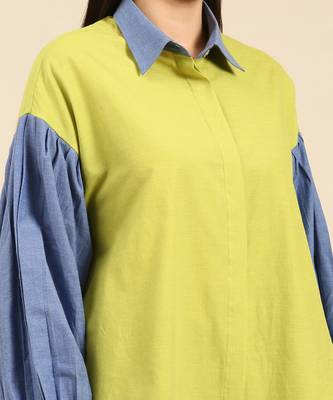Green & blue cotton shirt 5