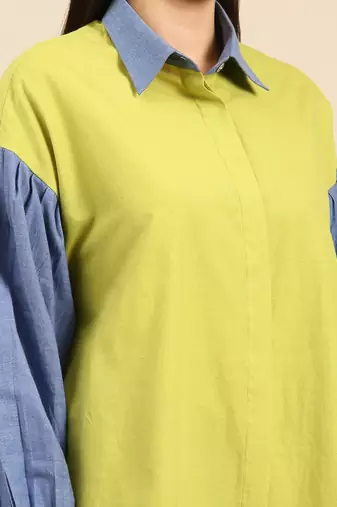 Green & blue cotton shirt