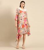 Pastel printed muslin cowl neck dress