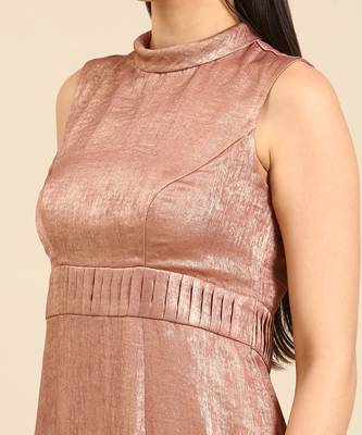 Pink gold foil print sheath dress 5