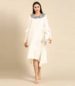 Ivory silk embroidered dress