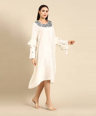 Ivory silk embroidered dress 3