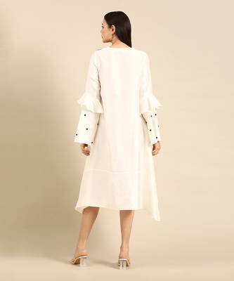 Ivory silk embroidered dress 4