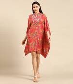 Pink printed muslin kaftan dress