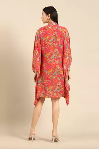 Pink printed muslin kaftan dress