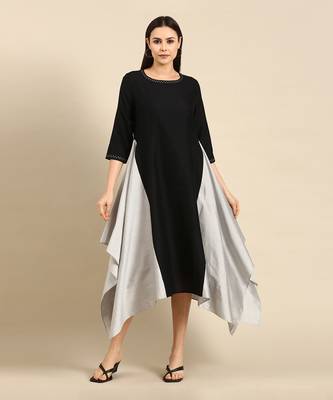 Black cotton panel dress 1