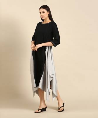Black cotton panel dress 2