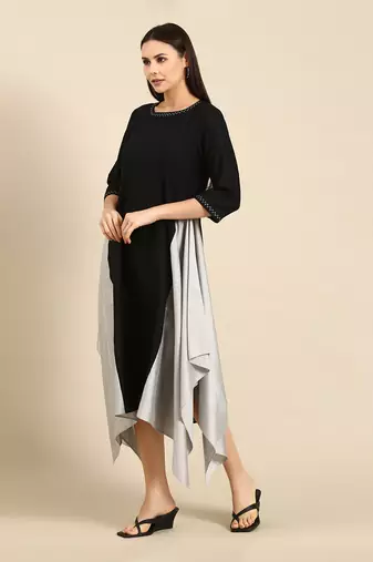 Black cotton panel dress
