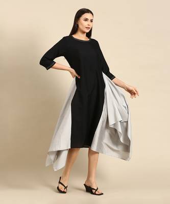 Black cotton panel dress 3