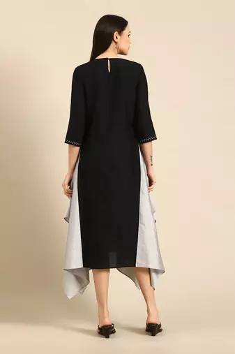 Black cotton panel dress