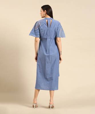 Denim blue cotton flap dress 4