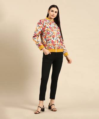 Floral printed linen bomber jacket 1
