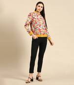 Floral printed linen bomber jacket