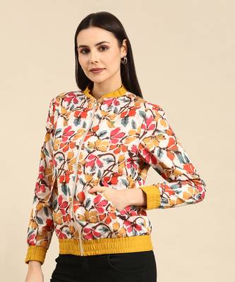 Floral printed linen bomber jacket 2