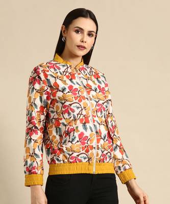 Floral printed linen bomber jacket 3