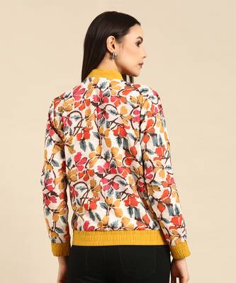 Floral printed linen bomber jacket 4